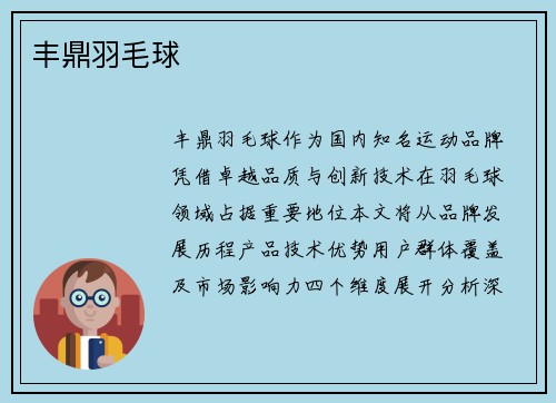 丰鼎羽毛球