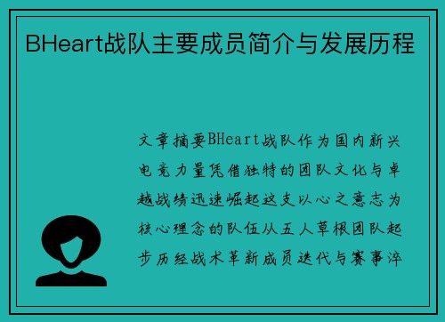 BHeart战队主要成员简介与发展历程